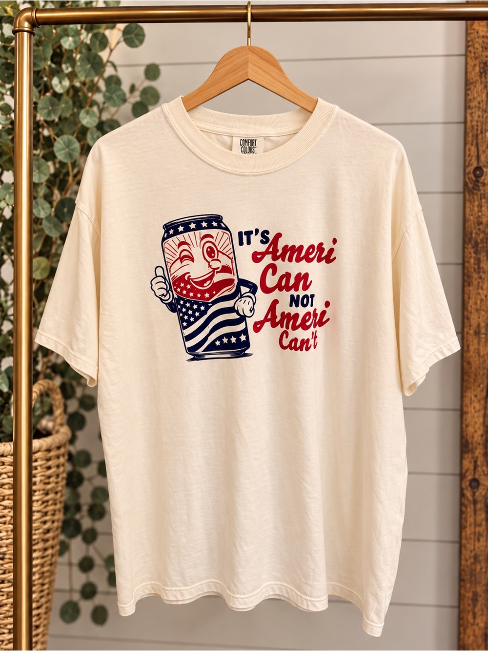 Comfort Colors Cream Short-Sleeve Tee with Red & Navy Americana Graphic